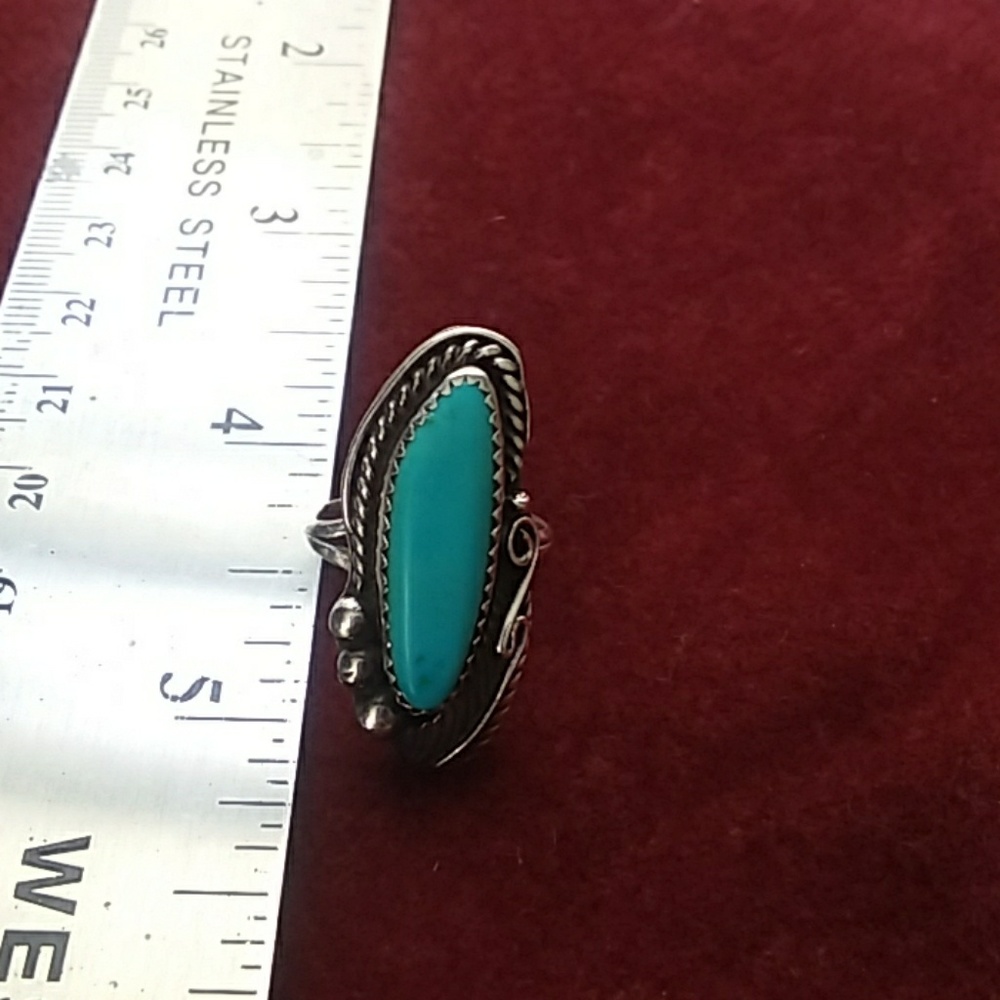Sterling Silver and Turquoise Ring.  Signed.   Mad